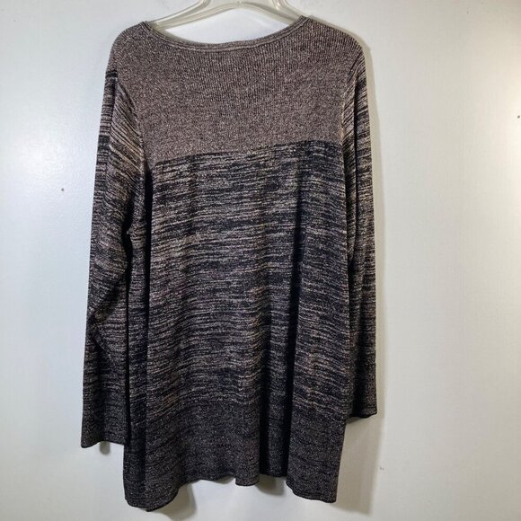 Womens‎ Alyx Round Neck Sparkley Knit Sweater Long Sleeve Black Gold 3X - Picture 2 of 8